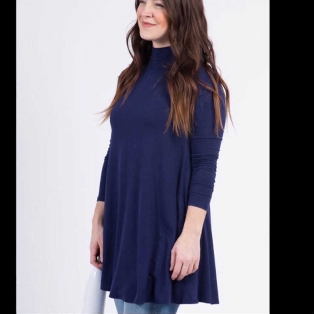 Agnes & Dora Mock Neck Swing Tunic Pockets NWT